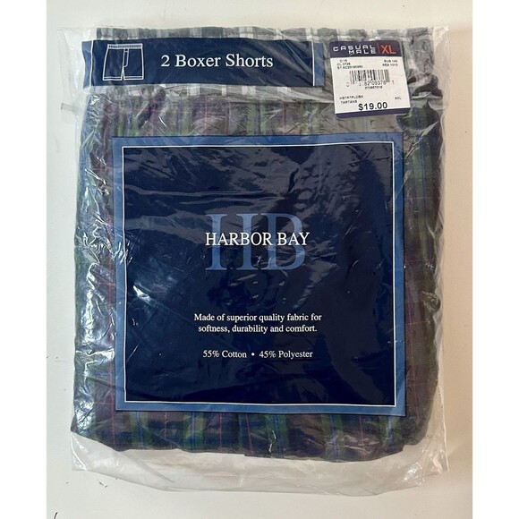 Harbor Bay 6XL Men’s Boxer Shorts 2-Pack Green Plaid New In Packaging - Picture 1 of 2